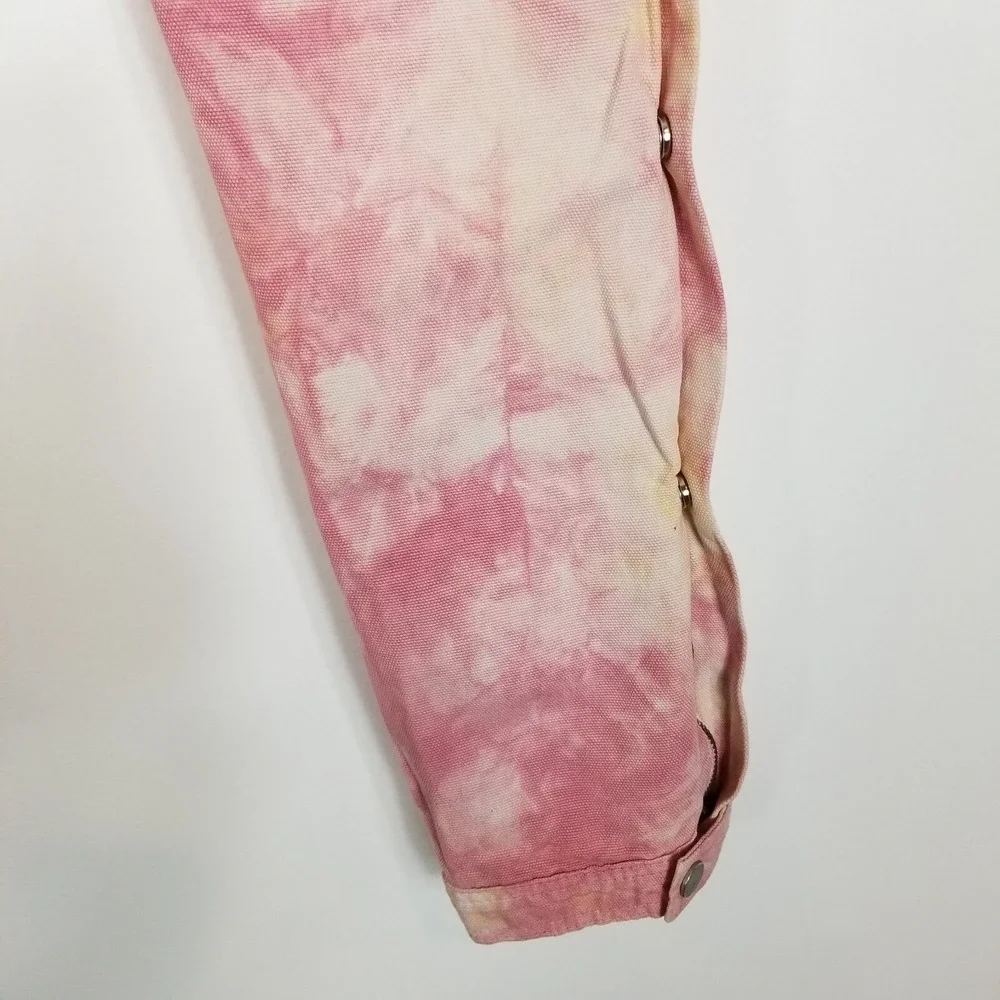 MNML Men's White Pink Tie‎ Dye Jeans Size 29 Snap Zip Sides Pockets